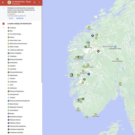 Download • Digitale kaart • De Wereld Zien • Roadtrip naar de Noorse fjorden